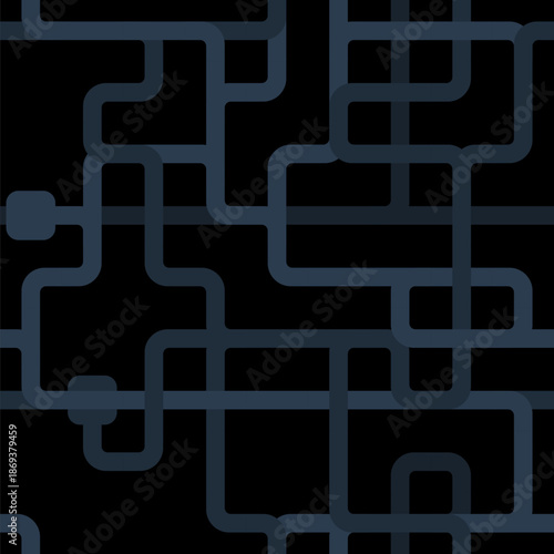 Seamless utility infrastructure pattern - connecting pipes geometric maze design. Water pipes texture.
