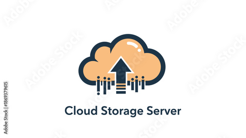 Modern cloud storage icon with upload arrow and data lines