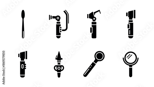 Medical equipment silhouettes for diagnostic and examination tools