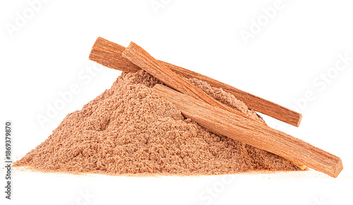 Obraz na plátně Sticks and powder of sandalwood isolated on a white background