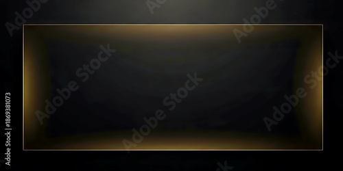 Luxury Dark Texture Background with Recessed Gold Frame Glow and Elegant Lighting