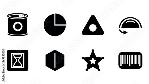 Minimalist icon set featuring various shapes and symbols