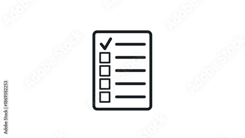 Minimalist checklist icon with linear design for task management apps