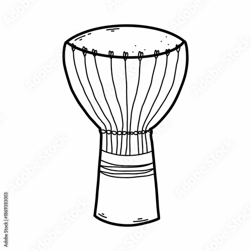 national percussive musical instrument of India. Contour illustration in doodle style.