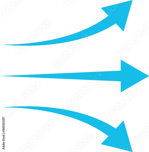 Air flow arrows collection. Wind stream, fresh water direction, conditioner or filter system infographic elements. Vector arrow icons set