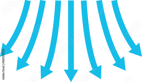 Air flow arrows collection. Wind stream, fresh water direction, conditioner or filter system infographic elements. Vector arrow icons set