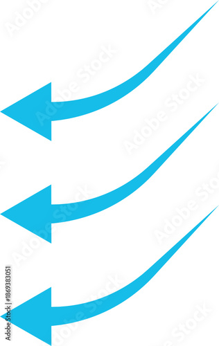 Air flow arrows collection. Wind stream, fresh water direction, conditioner or filter system infographic elements. Vector arrow icons set