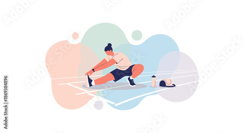 Woman Running on Track Illustration.