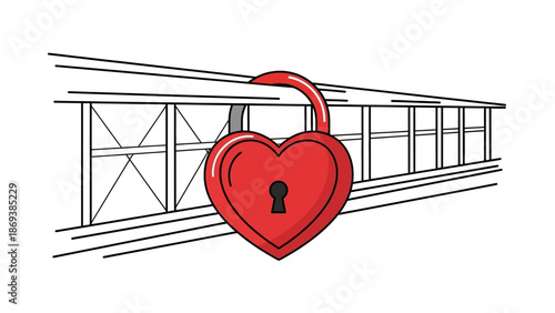 Heart-shaped padlock on abstract architectural background