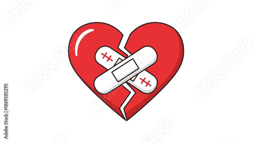 Broken heart with bandages symbolizing emotional healing