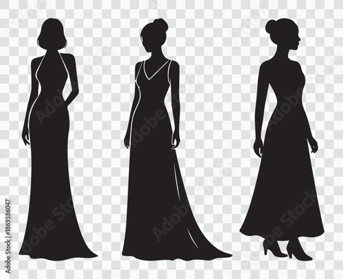 Woman Silhouette | Elegant Dress and Gown Icons, Fashion Profile Graphics & Stylish Event