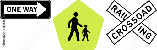 Essential Traffic Signs Collection Vector Illustration