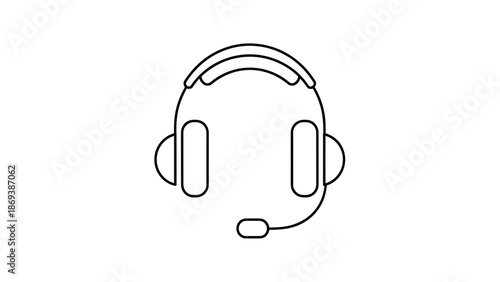 Customer Support Headset Illustration Simple Design.