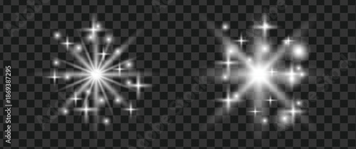 Sparkling starburst effects on transparent background