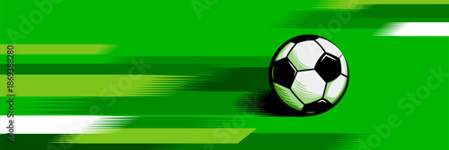 Soccer banner background with football on field, modern sports design