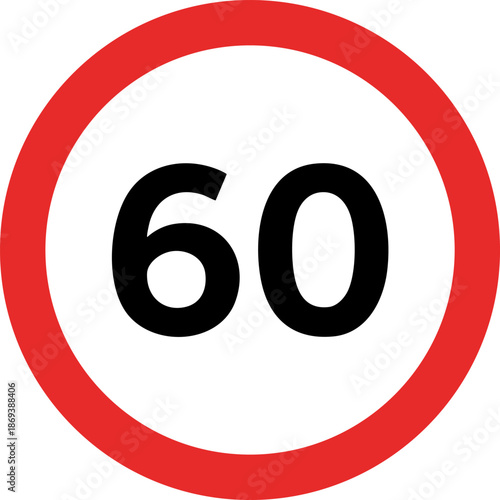 Regulatory Road Sign Indicating Maximum Speed 60
