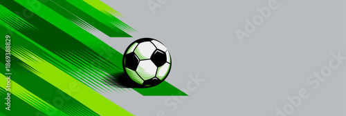 Soccer banner background with football on field, modern sports design