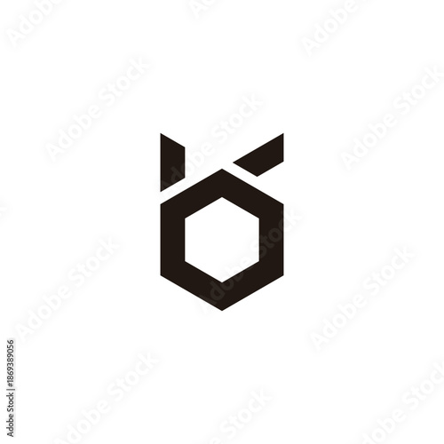 Letter b number 6, hexagon geometric simple symbol logo vector