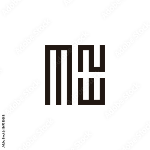 Letter M, N and W square, unique geometric simple symbol logo vector
