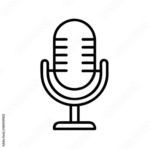 Microphone icon in minimalist design with clean lines  