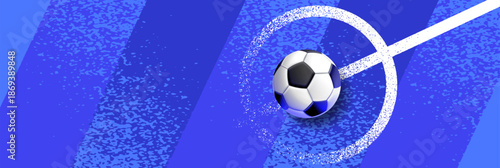 Soccer banner background with football on field, modern sports design