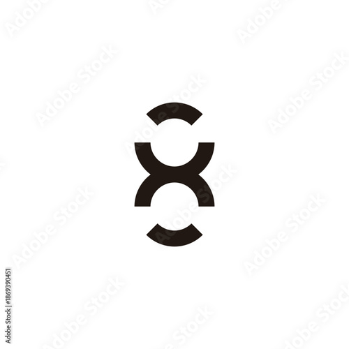 Letter H number 8, circle geometric symbol simple logo vector