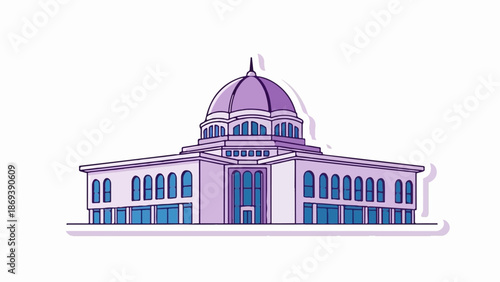 Elegant purple building with a grand dome, arched windows, and classical facade