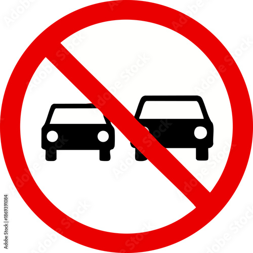 International No Overtaking Traffic Sign or Road Safety Symbol