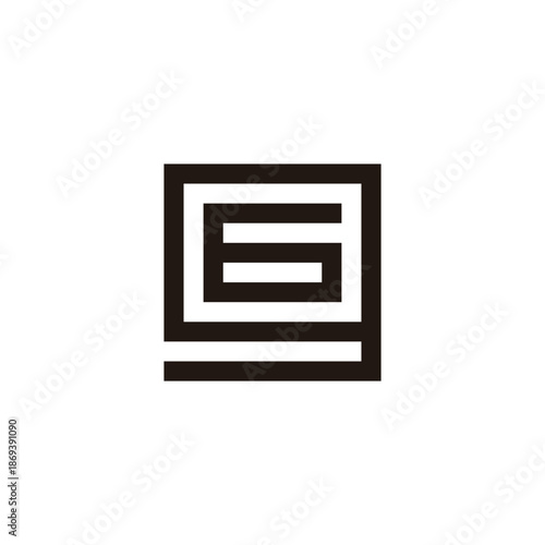 Number 6 in 9, square geometric symbol simple logo vector