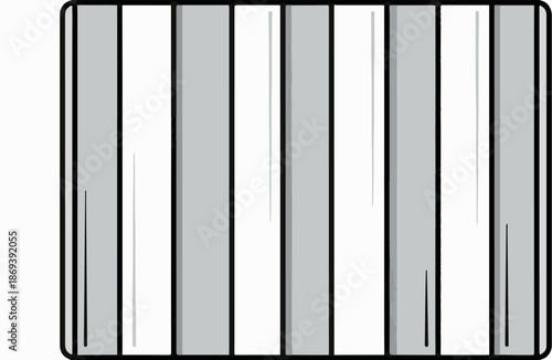 Geometric pattern of alternating grey and white vertical stripes with black outlines