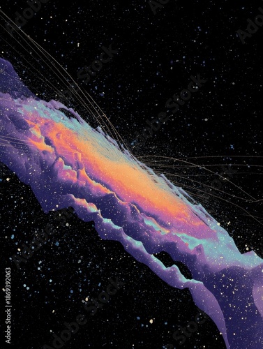 Abstract Cosmic Landscape with Vibrant Colors and Stars