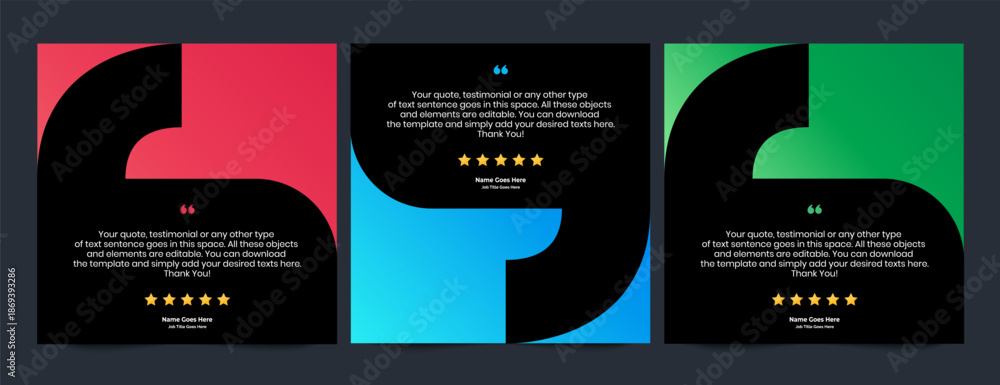 Fototapeta premium Creative Testimonial Editable Vector template, Quote template, Empty speech bubbles, What our Clients Say, Review, Feedback, Infographic Template, Label, editable text box design, recommendation note