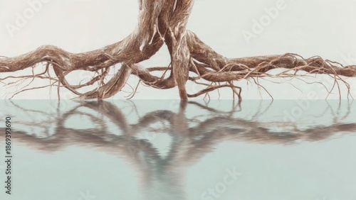 Tree Roots Reflected in Water