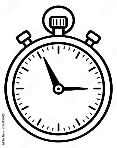 Hand drawn line art illustration of a stopwatch depicting timekeeping for sports