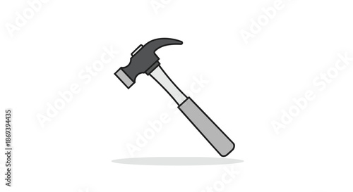 Illustration of a classic claw hammer with a simplistic design showcasing the tool used for driving nails into various materials