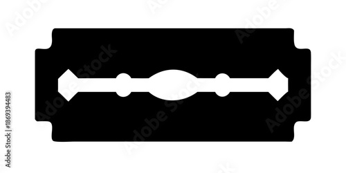 Classic Double Edge Razor Blade Silhouette Vector Icon Isolated on White Background for Barbershop and Grooming
