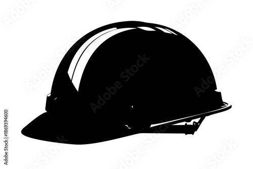 Safety Hard Hat Silhouette Vector Icon Isolated on White Background for Construction and Engineering