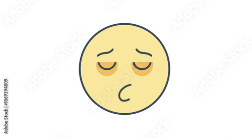 Expressive emoticon illustrating feelings of sadness and contemplation with subtle facial cues and downward gaze conveying introspection