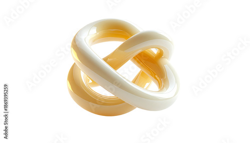Shiny, intertwined 3D torus in warm tones against a black backdrop