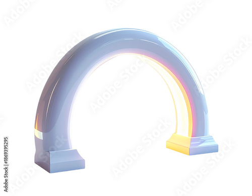 Shiny, arched structure with illuminated interior on a black background