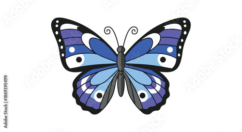 illustration of a vibrant blue butterfly with detailed wing pattern showcasing nature's delicate beauty and symmetry in a digital art style