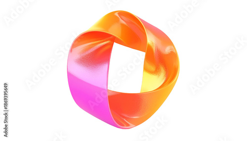 Floating, twisted, glossy ribbon-like abstract shape on black