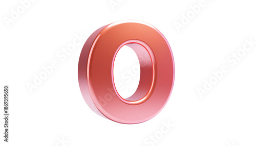 Shiny, volumetric, rosy-hued letter 
