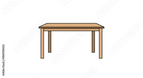 Simple Wooden Table Illustration with Minimalist Design and Basic Structure Suitable for Various Uses