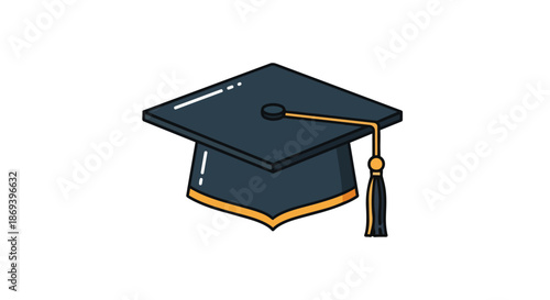 Digital illustration of a traditional academic mortarboard cap symbolizing graduation and scholarly achievement reflecting education and academic
