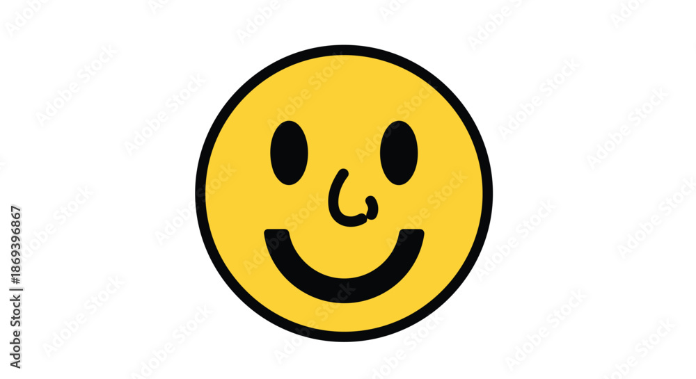 Fototapeta premium Bright and cheerful yellow smiley face with playful expression conveying happiness and positivity in a minimalistic cartoon style suitable for