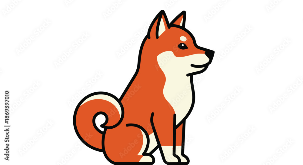 Obraz premium Stylized Illustration of a Shiba Inu Dog with Distinctive Features and Playful Expression for Creative Use