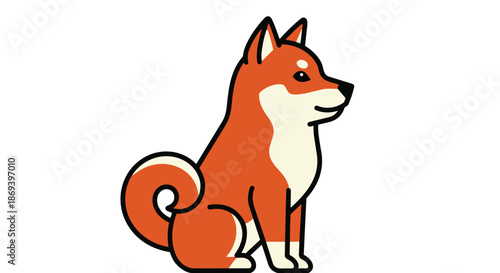 Stylized Illustration of a Shiba Inu Dog with Distinctive Features and Playful Expression for Creative Use