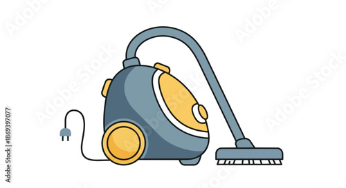 Illustration of a modern vacuum cleaner featuring a compact design with a flexible hose and ergonomic handle for efficient cleaning tasks in various
