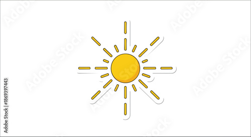 Minimalistic Sunny Sun Icon with Radiant Rays in Simple Design for Brightness or Sunlight Representation